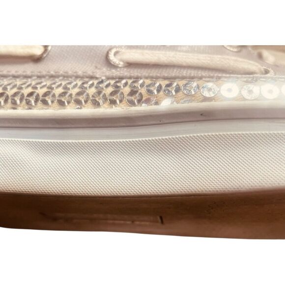 Sperry | Bahama Pewter Sequin Boat Shoes Sparkle Top-Siders | Size 10 | GUC - Picture 10 of 11
